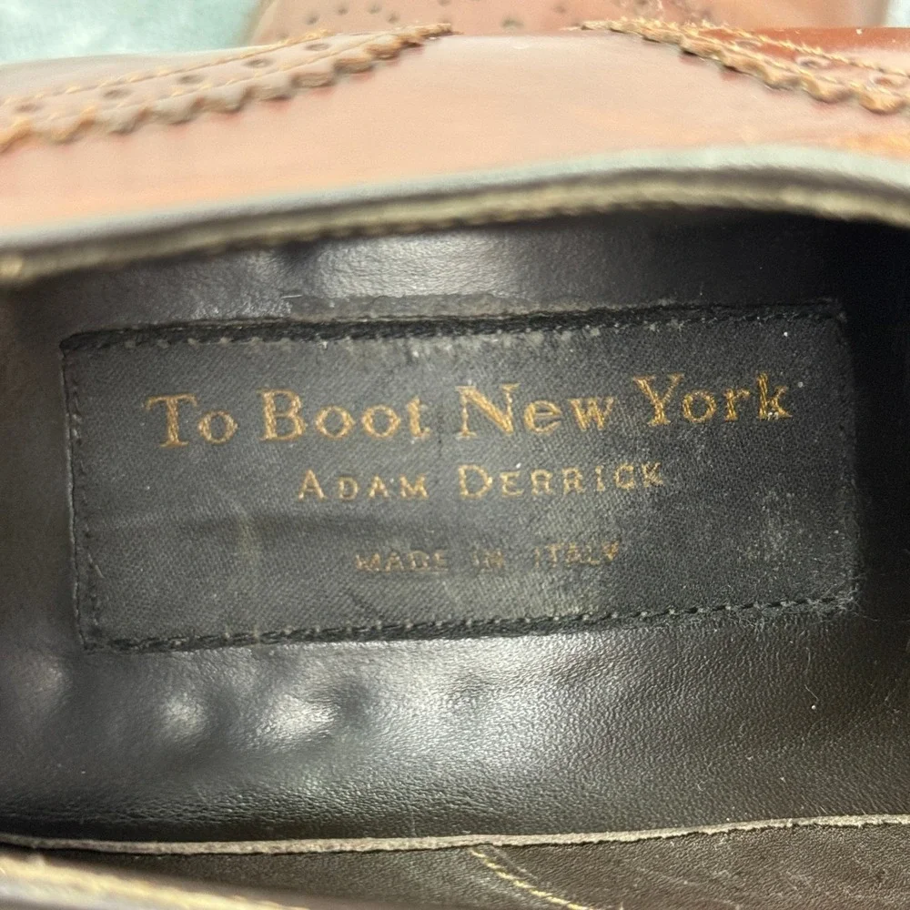 Leather Brown Oxford Dress Shoes‎ Brogue Wingtip Lace Up Size 8